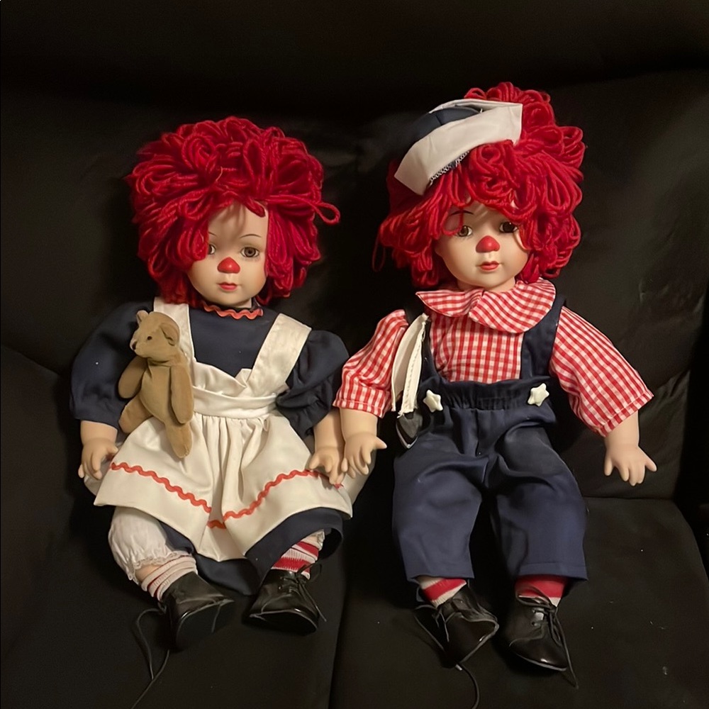 Adorable Raggedy Ann and Andy Dolls with Red Hair
